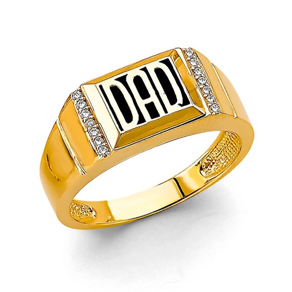 New 14K Yellow Gold and white gold 2Tone Dad Men's CZ Ring